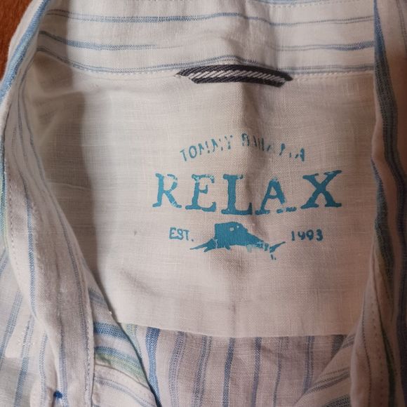 Tommy Bahama Men's Large Striped Long Sleeve Button Up Shirt 100% Linen Relax - Picture 4 of 8